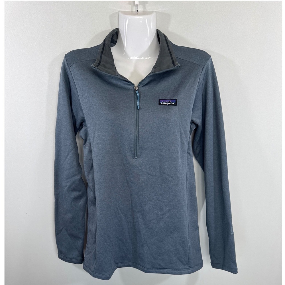 Patagonia R1 Daily Quarter-Zip Pullover Womens Medium Blue Gray Fleece Layer